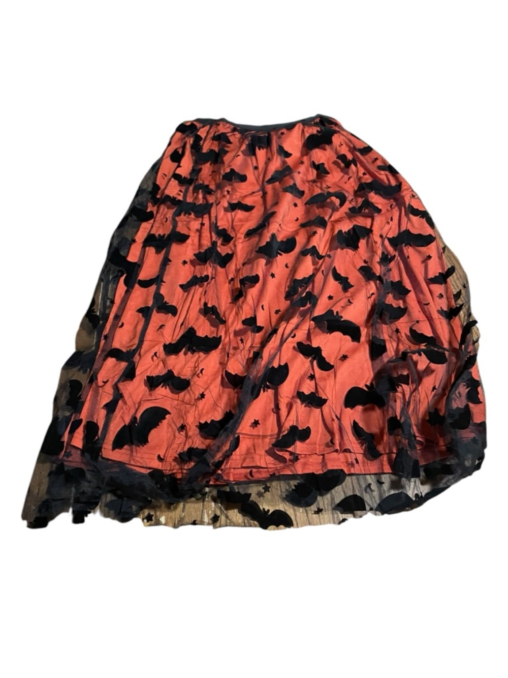 Orange black sz large Midi Tulle Skirt with Black Motif bat theme fall Halloween - Picture 5 of 7